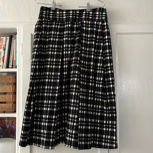 Black and white gingham midi skirt